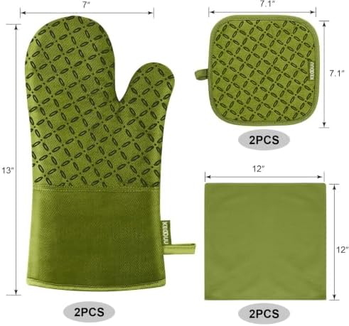 KEGOUU Oven Mitts and Pot Holders 6pcs Set, Kitchen Oven Glove High