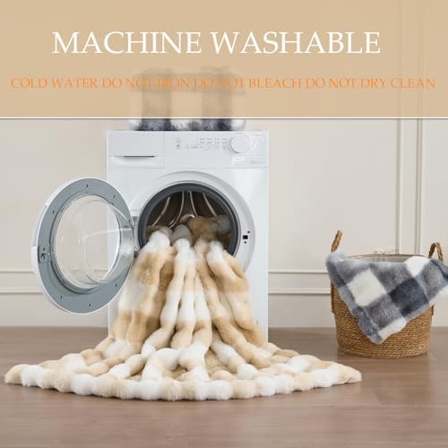 760GSM Faux Rabbit Faux Fur Throw Blanket,Super Thick Warm Bubble