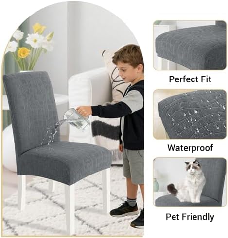 MAXIJIN Waterproof Chair Covers for Dining Chairs Set of 4, Stretch