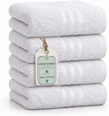 CORE 4-Piece Cotton Hand Towels for Bathroom and Kitchen | Value Pack