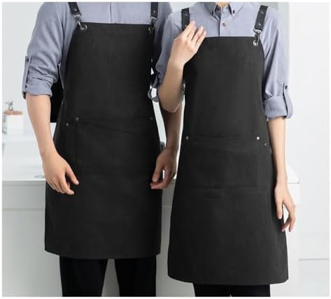 1 Piece Chef Apron For Men And Women With Large Pockets, Cotton Canvas
