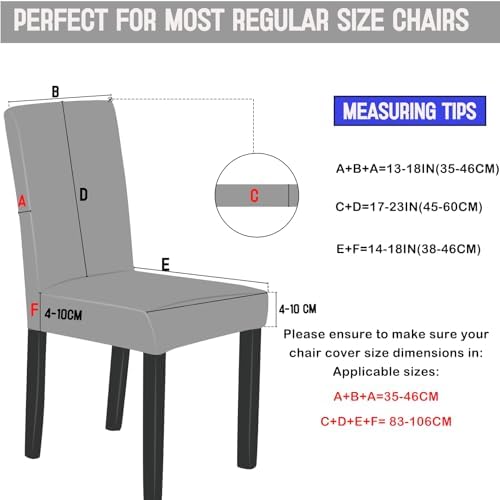 Qubjus Chair Covers for Dining Room Set of 6 Stretch Chair Slipcovers