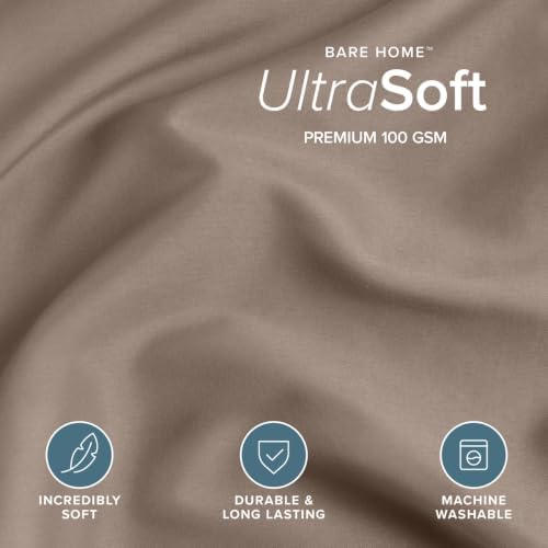 Bare Home Duvet Cover Set 1800 Ultra-Soft (Queen, Taupe)