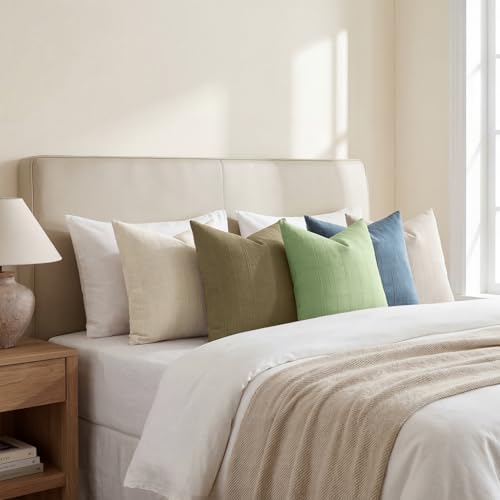 NOVILYS Sage Green Throw Pillow Covers 18x18 Set of 2, Soft Cotton