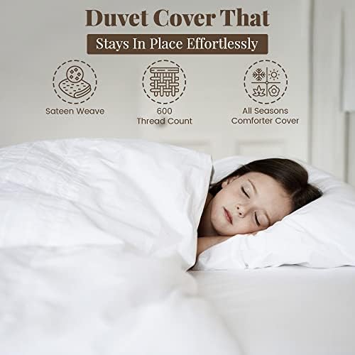 100% Egyptian Cotton Duvet Cover Queen White - Luxury Hotel Collection