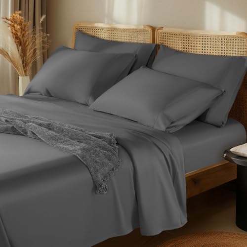 LBRO2M 100% Egyptian Cotton Sheets 16" Deep Pocket 1000TC, 6Pcs King