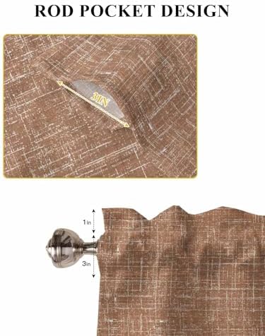Window Curtains 72 Inch Length, Brown Rod Pocket Window Treatment