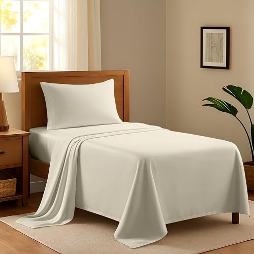 100% Egyptian Cotton Twin Bed Sheets Set - Luxury 600 Series Refined