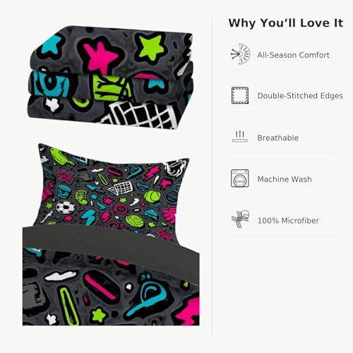 Super Soft Duvet Cover Set Microfiber Quilt Cover Abstract Cute