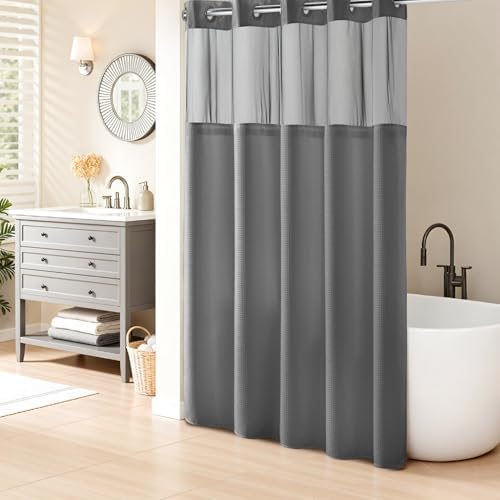 River Dream Heavyweight Waffle No Hook Shower Curtain with