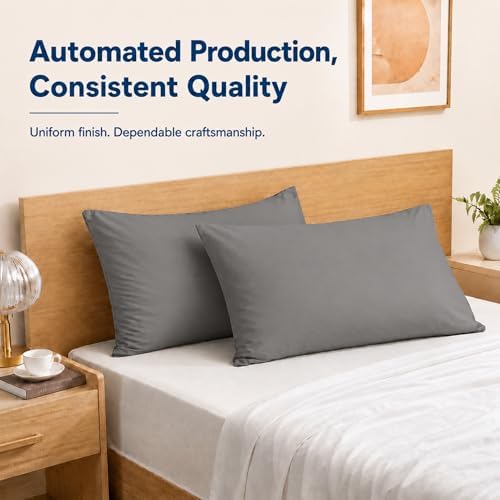 ZPECC Grey Pillow Cases Queen Size Set of 4 with Envelope Closure