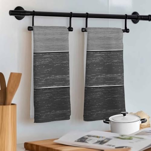 Kitchen Towels Dish Cloths 4 Pack 18x28in,Rustic Farmhouse Plank Gray