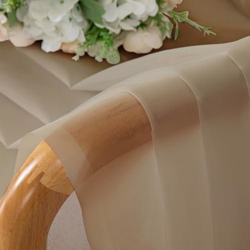 Chyhomenyc Taupe Sheer Curtains 96 inches Long 2 Panels, Light