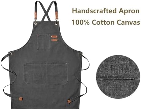 Canvas Chef Apron for Kitchen Cooking with Adjustable Straps