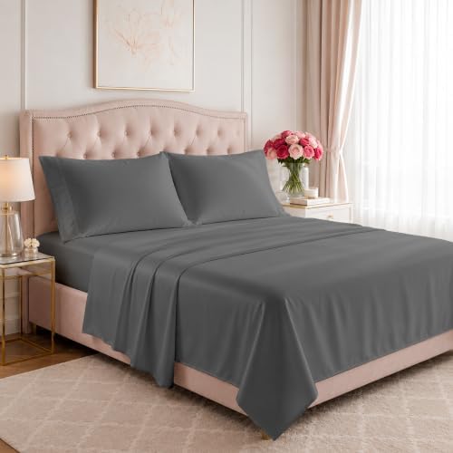 Carressa Linen 1200 Series Egyptian Cotton Sheets King Size Set, Dark