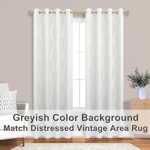 Off White Curtains 84 Inches Long for Bedroom Grommet Tone on Tone