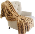 Plutus Brands Beige Tissavel Mink Faux Fur, Throw 60W x 90L, Brown