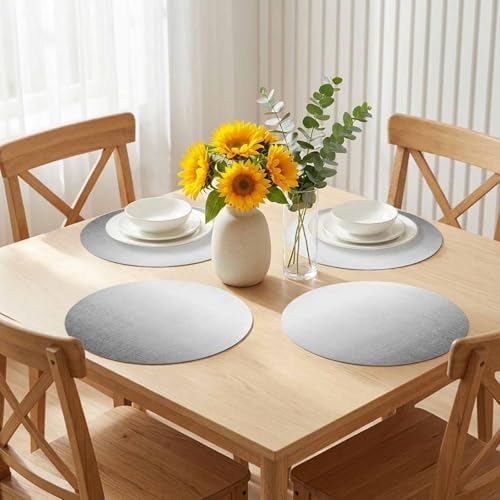 Minimalist Steel Gray Faux Leather Placemats Set of 6, 15in