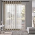 Fcosie Grommet Top Stripe Textured Sheer Drape 84 Inches Long for