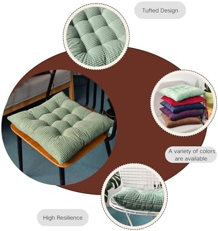 Tufted Corduroy Chair Cushions Set of 2 Solid Color Soft Comfort Chair