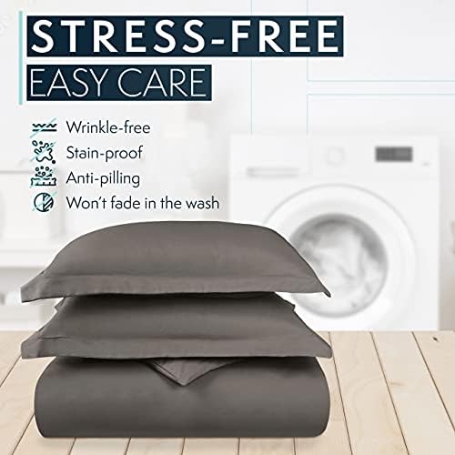 HC COLLECTION Duvet Cover - Grey King Size Duvet Cover - 3 Piece Soft