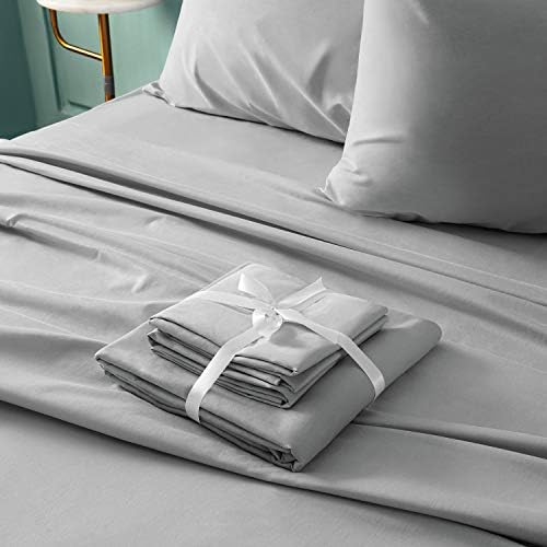 BYSURE Hotel Luxury Bed Sheets Set 6 Piece(King, Light Gray) - Super