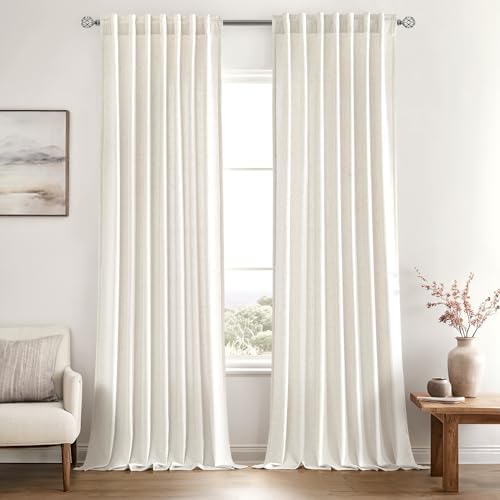 MIULEE Non-See-Through Privacy Linen Curtains 52Wx120L Inch Natural