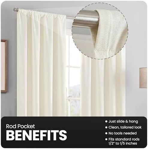 Eclipse Kendall Modern Blackout Thermal Rod Pocket Window Curtain for