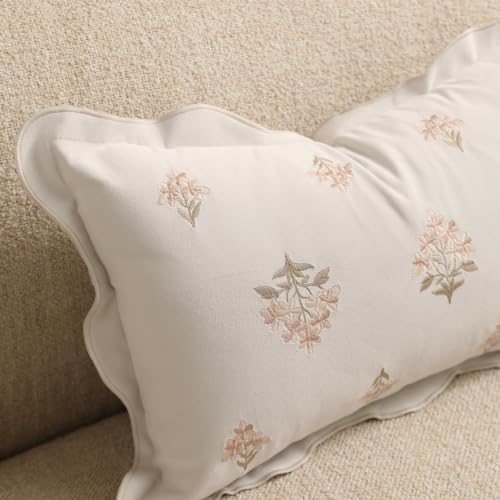 BlissBlush Throw Pillow Cover 20x20, Cream White Velvet Decorative