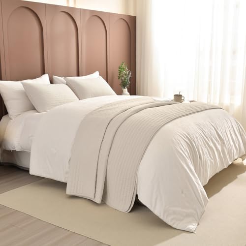 Sanracie California King Bedspreads 120"x120", 100% Cotton Wheat