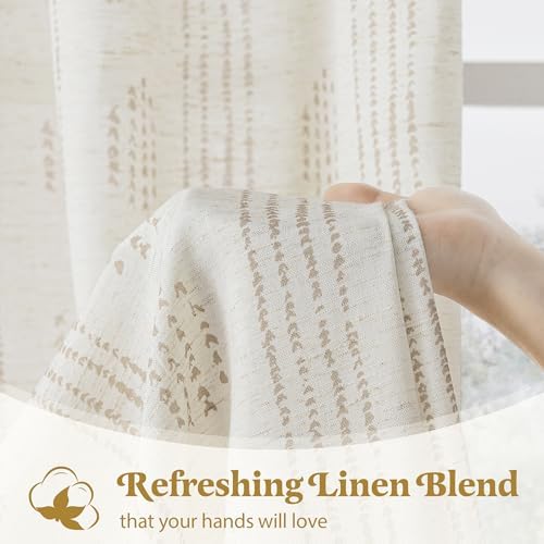 Taupe Linen Boho Curtains 96 Inch Farmhouse Grommet Top 2 Panels