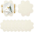 8 Pcs 15" Scalloped Woven Placemat Wavy Border Design, Beige