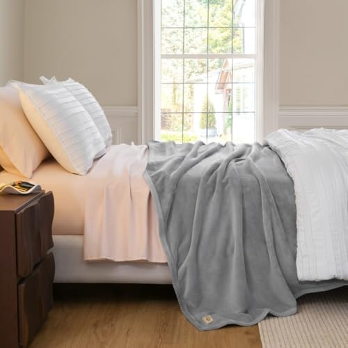 UGG Coco Queen Bed Blanket, Fleece Blanket, 90" x 92", Grey