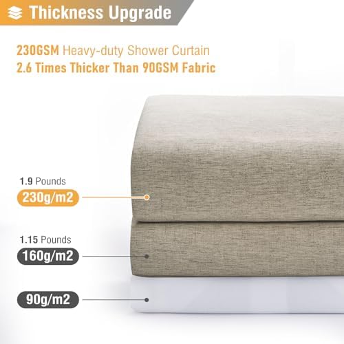 BTTN 72x84 Long Linen Textured Waterproof Fabric Shower Curtain