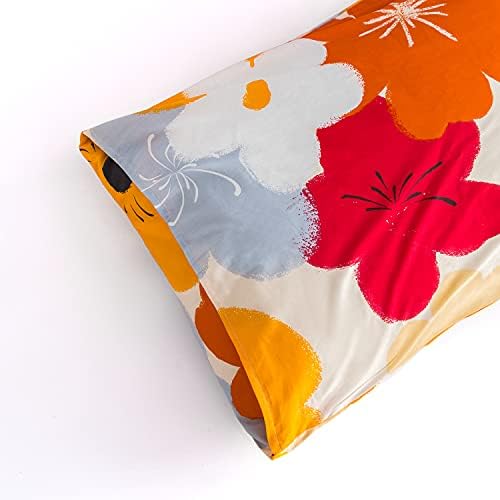 SUSYBAO Floral Duvet Cover Queen 100% Cotton Burnt Orange Flower Duvet