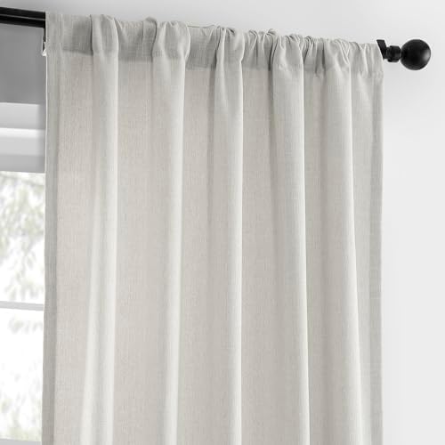 HPD Half Price Drapes Basic Faux Linen Curtains - 120 Inch Long Pair