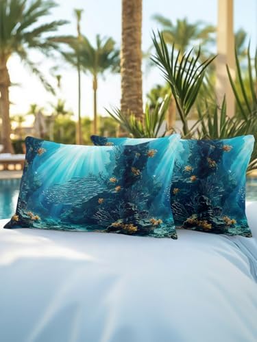 12x20 Throw Pillows Set of 2, Natural Ocean Fish Waterproof Outdoor