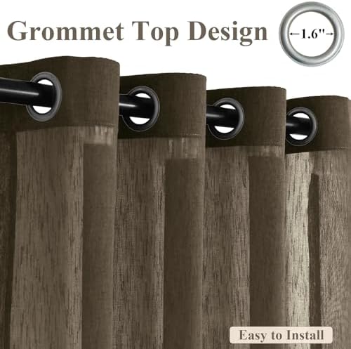 Frelement Light Filtering Window Treatments Linen Sheer Window Curtain