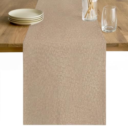 Beige Table Runners 108 Inches Long, Farmhouse Solid Textured Rustic