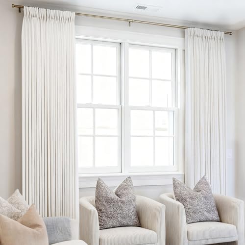 Natural Cream 120 inch Long Pinch Pleated Curtains for Living Room 2