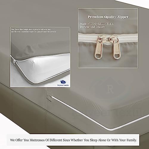 Zipper Fitted Sheet King Light Grey Soft Microfiber 18" Deep Pocket