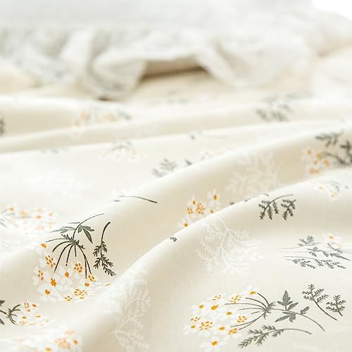 Jane yre Floral Duvet Cover King, Brushed Microfiber 3 Pieces Bedding