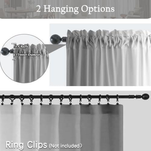 Grey and Grayish White Curtains for Living Room 63 Inch Length Ombre