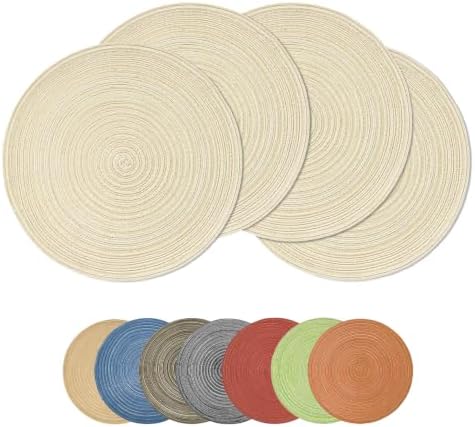 Artoid Mode Ivory Vanilla Cotton Polyester Braided Placemats Set of 4