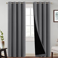 PrinceDeco Blackout Curtain 96 inch Long,Black Liner Backing,2