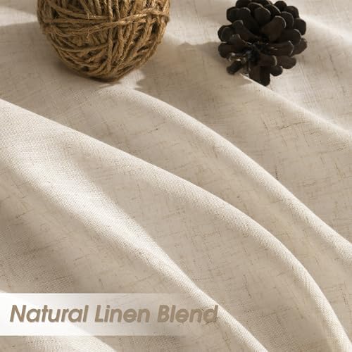 Nanspring Linen Curtain 84 Inch Long for Living Room Hook Belt Birch