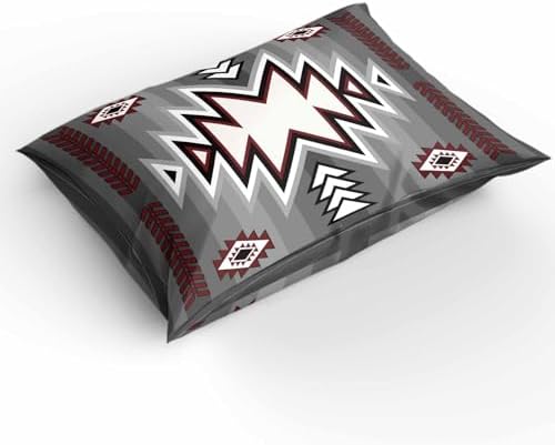 Duvet Cover Set Full, Retro Bohemian Gray Pattern 3 Piece Bedding Set
