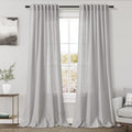 Nanspring Grey Linen Back Tab Curtains 84 Inch Length for Living Room
