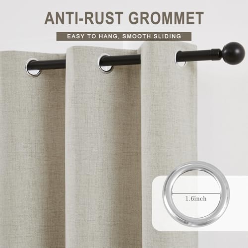 Anpark 100% Blackout Linen Beige Curtains for Bedroom 42x84 Inch Long