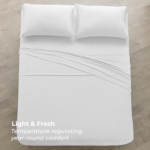 Pure Bedding Bed Sheets - Full Sheet Set [6-Piece, Heather White]